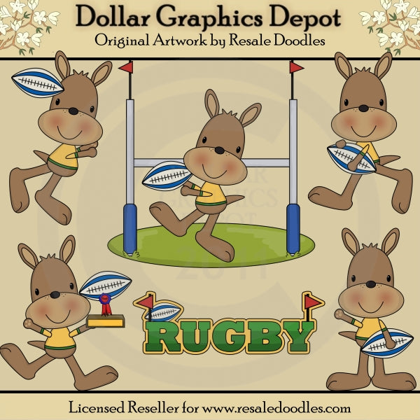 Kangaroo Rugby - Clip Art