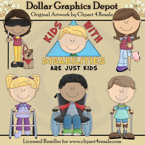 Kids with Disabilities - Clip Art