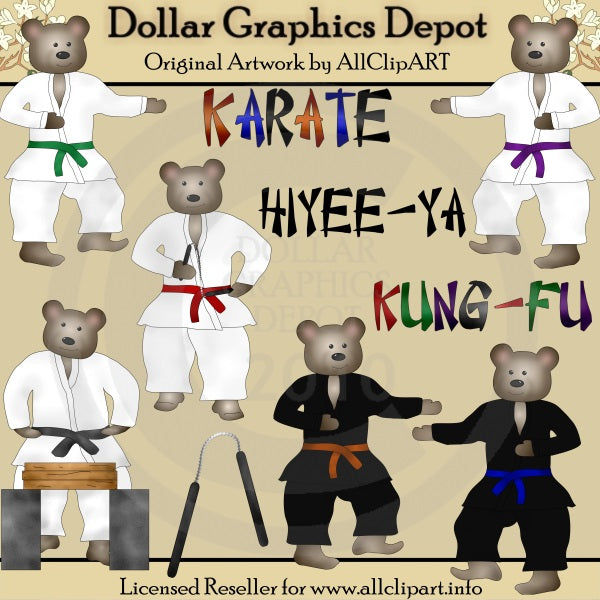 Kung Fu Karate Bears - Clip Art