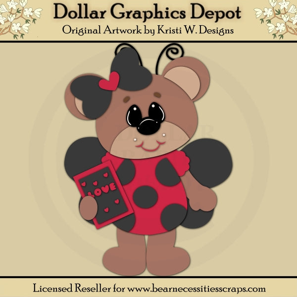 Ladybug Bear 1 - Archivos de corte / Piezas de papel - Exclusivo de DCS