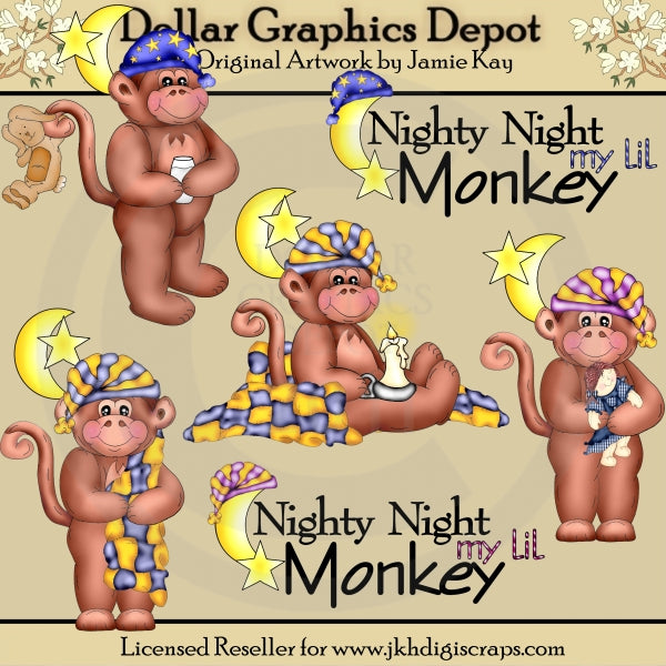 Lil' Bedtime Monkeys - Clip Art