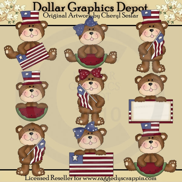 Little Americana Bears - Clip Art - DCS Exclusive