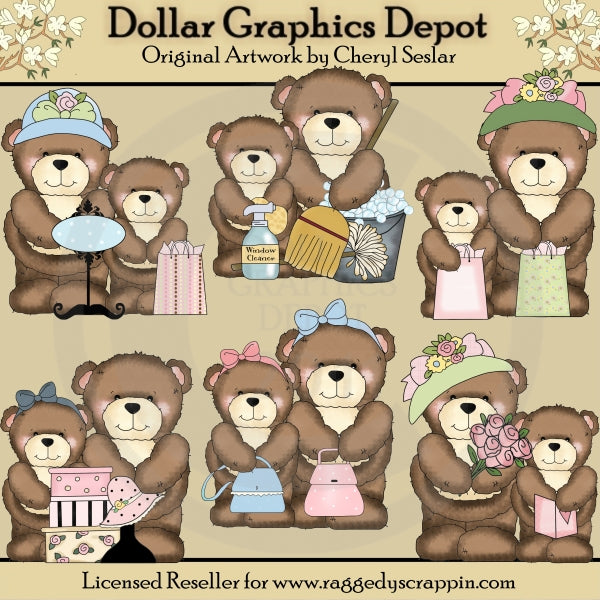 Little Brown Bear - Mother's Day - Clip Art