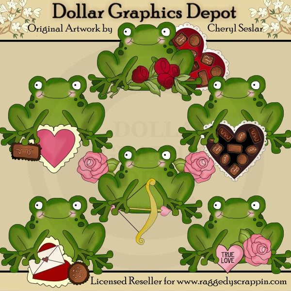 Little Frogs - Valentines - Clip Art