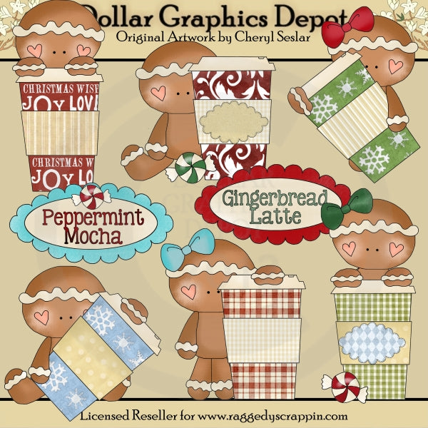 Little Gingers - Gingerbread Latte - Clipart