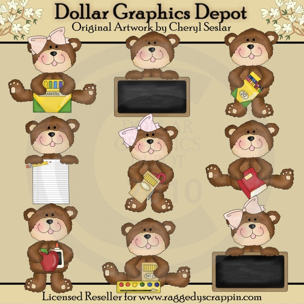 Little School Bears - Clip Art - DCS Exclusive