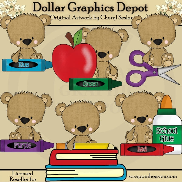 Little School Bears 1 - Clip Art