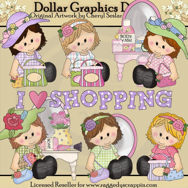 Little Sophie - Loves To Shop - Clip Art
