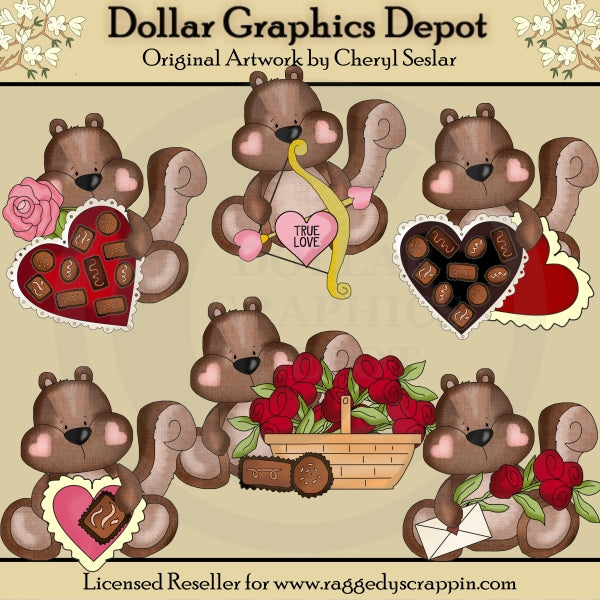 Little Squirrels - Valentine's Day - Clip Art