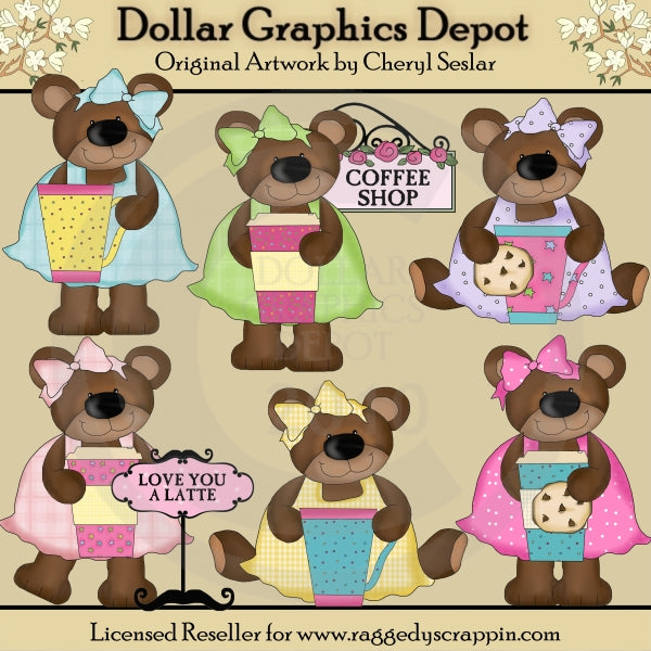 Love You A Latte Bears - Clip Art - DCS Exclusive