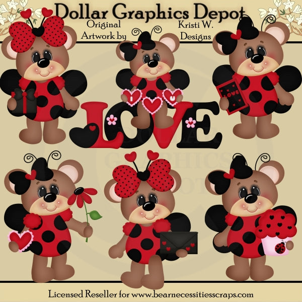 Lovely Ladybug Bears - Clip Art - DCS Exclusive