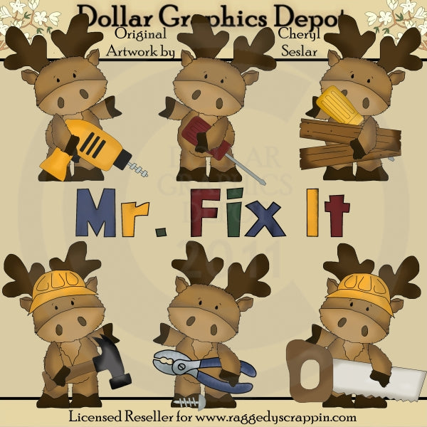 Marvin The Moose - Mr. Fix It - Clip Art