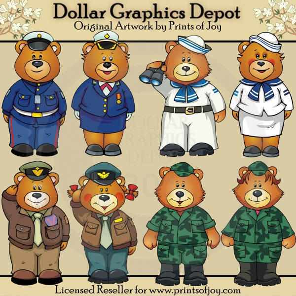 Military Bears - Clip Art