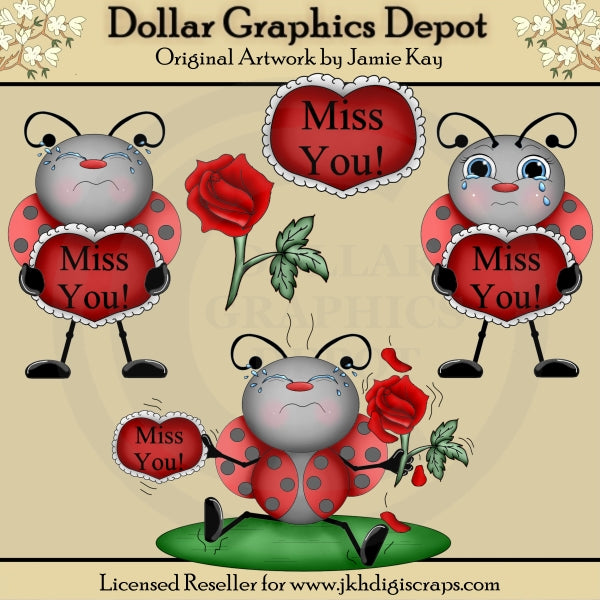 Miss You Ladybugs - Clip Art