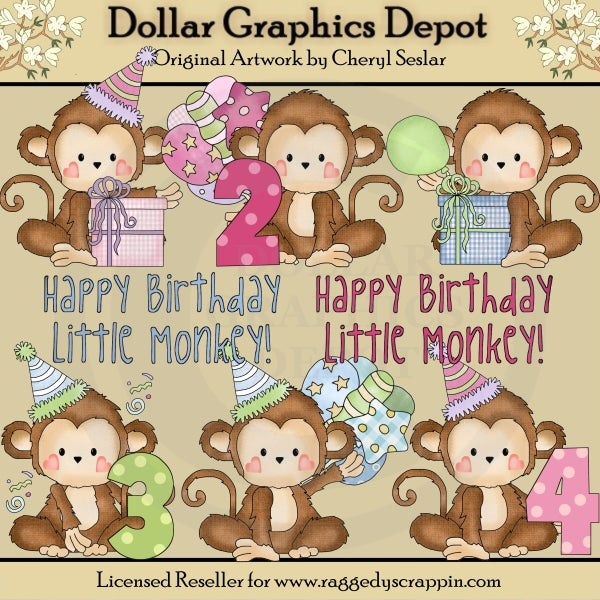 Monkey Business - Happy Birthday - Clip Art