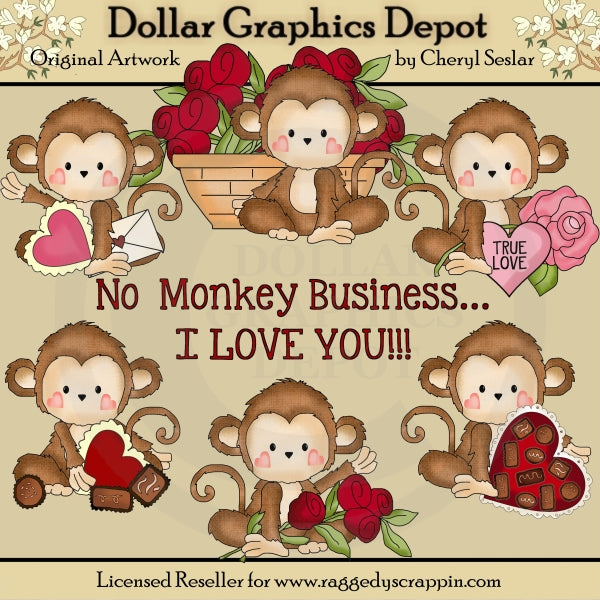 Monkey Business - Valentine's Day - Clip Art