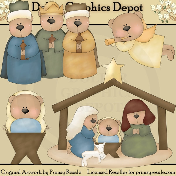 Nativity Bears - Clip Art