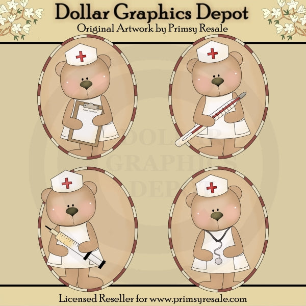 Nurse Bears - Ovals - Clip Art