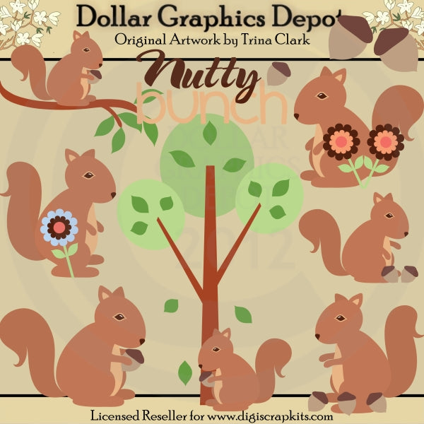 Nutty Bunch Squirrels - Clip Art