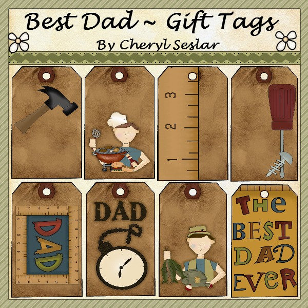 Best Dad...Set of 8 Gift Tags   (PBC_GT)