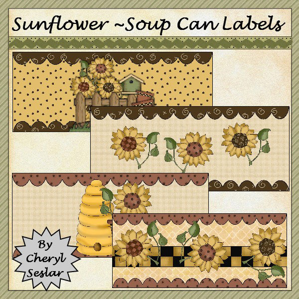 ~Sunflower~  Soup Can Labels...(18)