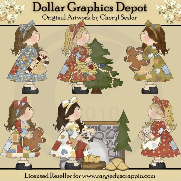 Patchwork Girls - Christmas Wishes - Clip Art
