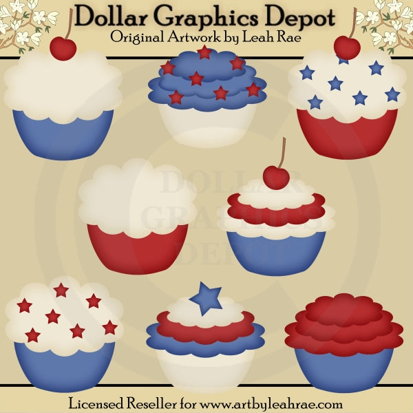 Patriotic Cupcakes - Clip Art