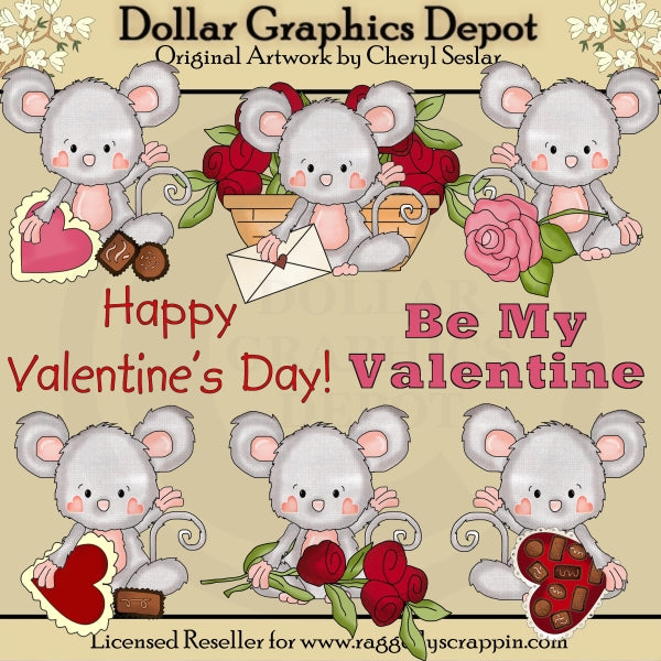 Pinky Mouse - Be My Valentine - Clip Art