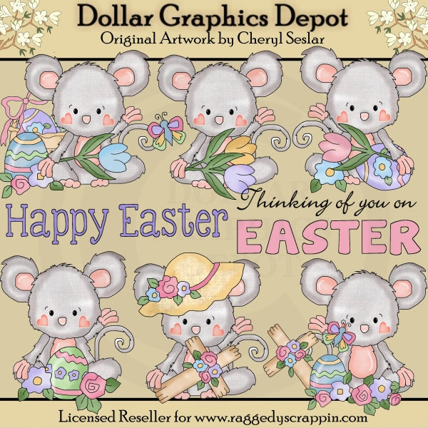 Pinky Mouse - Easter Blessings - Clip Art