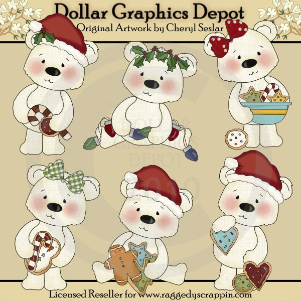 Polar Bears - Christmas - Clip Art