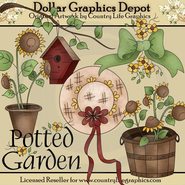 Potted Garden - Clip Art