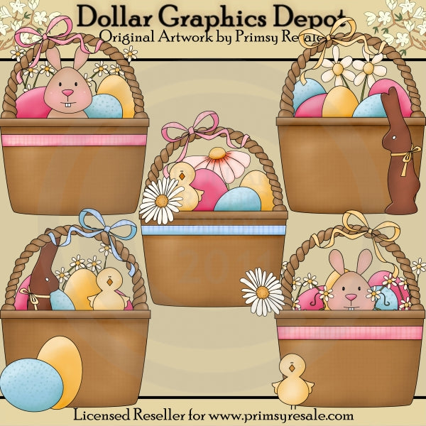 Pretty Easter Baskets - Clip Art