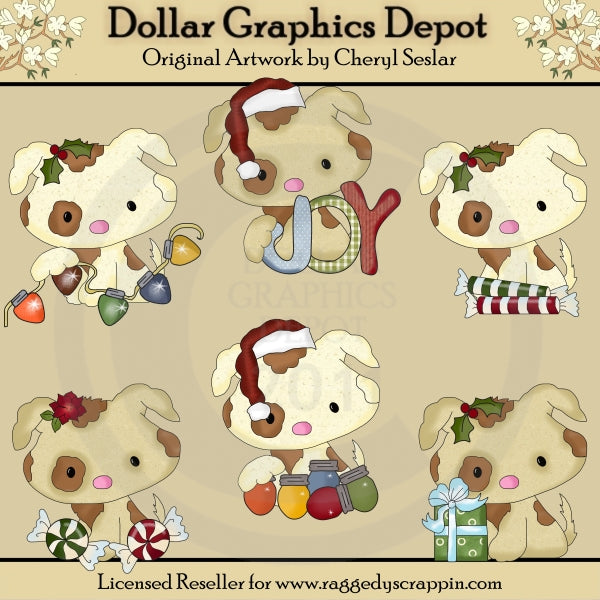 Pretty Puppy - Christmas - Clip Art