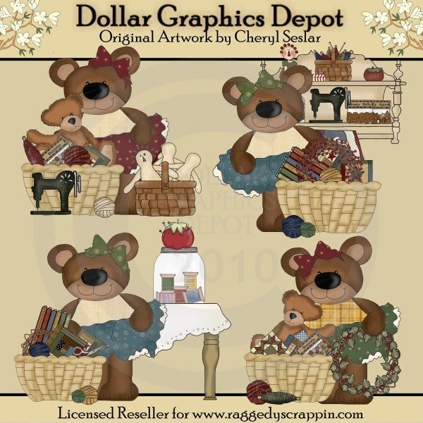 Prim Crafter Bears - Clip Art - DCS Exclusive