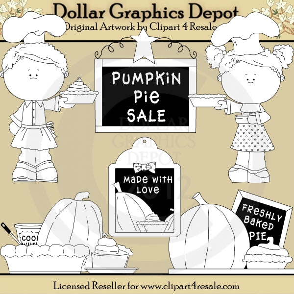 Pumpkin Pie Baker - Digital Stamps