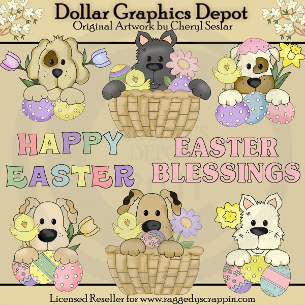 Puppy Peekers - Easter - Clip Art