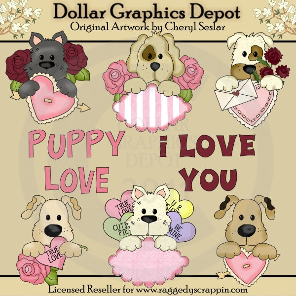 Puppy Peekers - Valentines - Clip Art