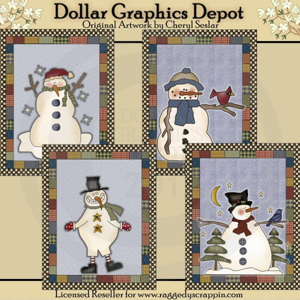 Quilted Snowmen Note Cards
