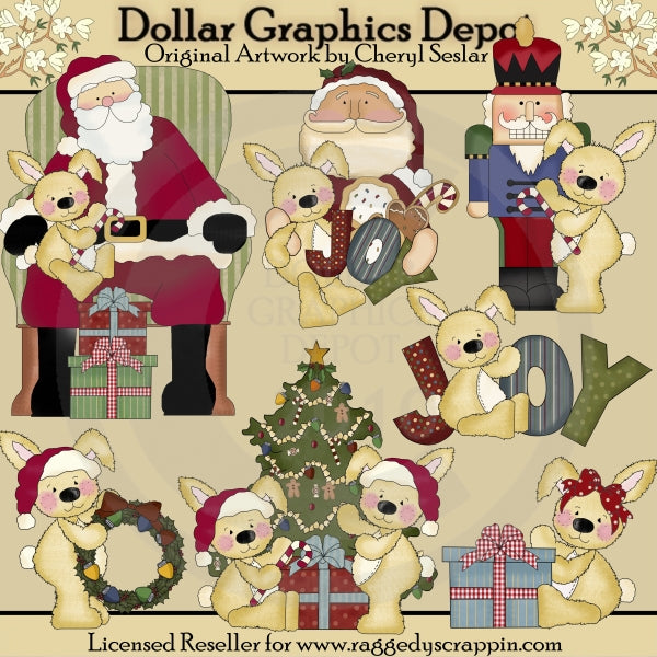 Conejitos Raggedy - Deseos De Navidad - Clipart