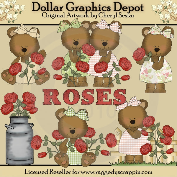 Rose Bears - Clip Art - DCS Exclusive