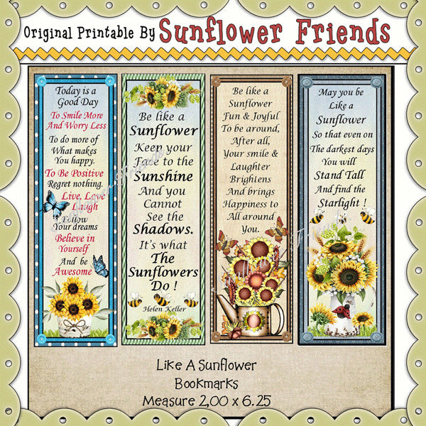 Live Like A Sunflower Bookmarks