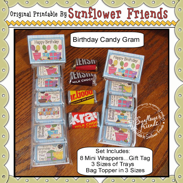 Mini involucri per barrette di cioccolato Happy Birthday_Candy Gram
