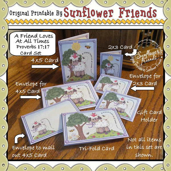 Un amigo ama... Proverbios 17:17... Conjunto de tarjetas inspiradoras