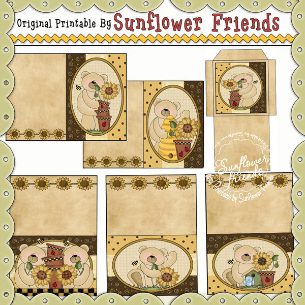 Sunflower Bears...Cards & Tea Bag Envelopes