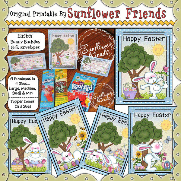 Paquetes de sobres de amigos del conejito de Pascua_Azul