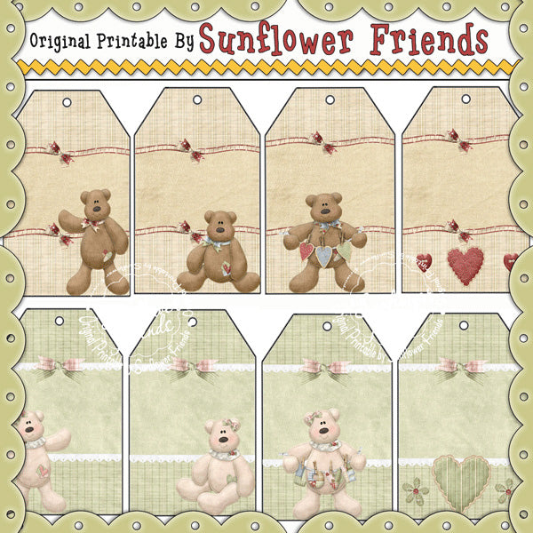 Fuzzy Wuzzy Bears ...Set of 8 Gift Tags