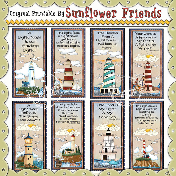 Lighthouse Bookmarks   Set of 8