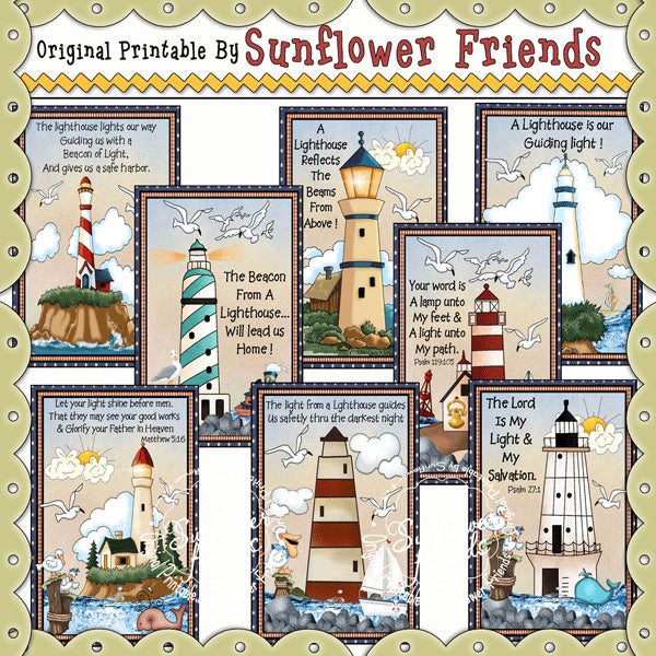 Lighthouses Pocket Cards   Set of 8