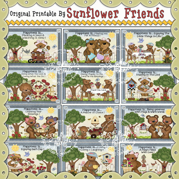 ~ Happiness Is ~  Set of 12 Pocket Cards/Magnets