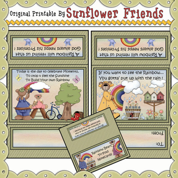 Rainbow Bears Tri-Fold Notecards (C)